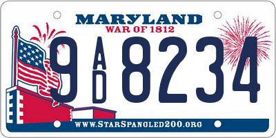 MD license plate 9AD8234