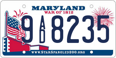 MD license plate 9AD8235