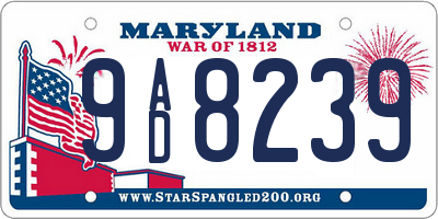 MD license plate 9AD8239
