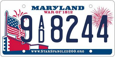 MD license plate 9AD8244