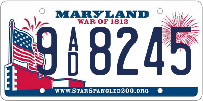 MD license plate 9AD8245