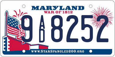 MD license plate 9AD8252