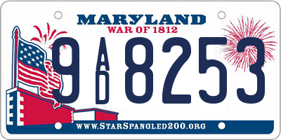 MD license plate 9AD8253