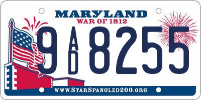 MD license plate 9AD8255