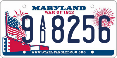 MD license plate 9AD8256