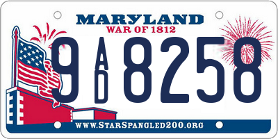 MD license plate 9AD8258