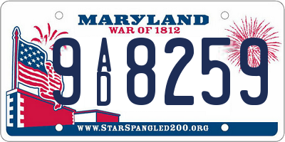 MD license plate 9AD8259