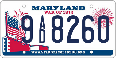 MD license plate 9AD8260
