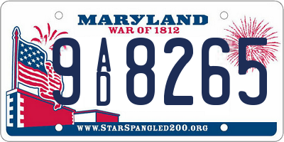 MD license plate 9AD8265
