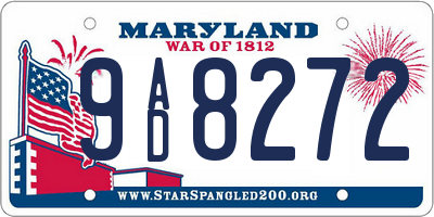 MD license plate 9AD8272