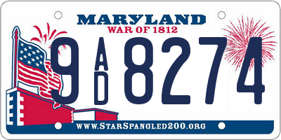 MD license plate 9AD8274