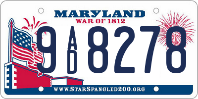 MD license plate 9AD8278