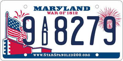 MD license plate 9AD8279
