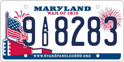 MD license plate 9AD8283