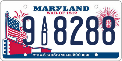 MD license plate 9AD8288