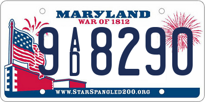 MD license plate 9AD8290