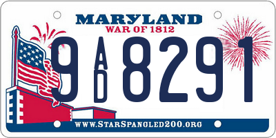 MD license plate 9AD8291