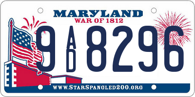 MD license plate 9AD8296