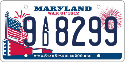 MD license plate 9AD8299