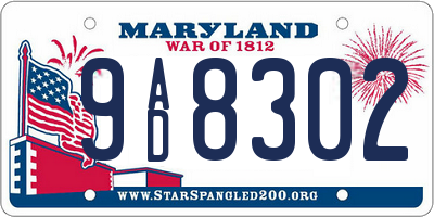 MD license plate 9AD8302