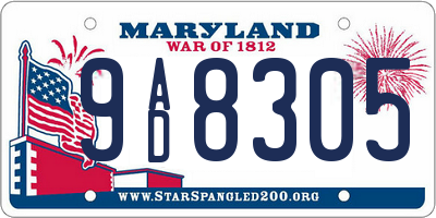 MD license plate 9AD8305