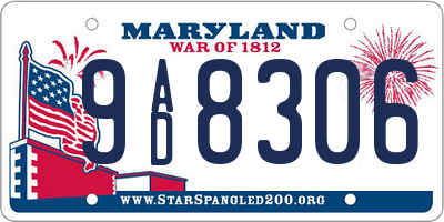 MD license plate 9AD8306