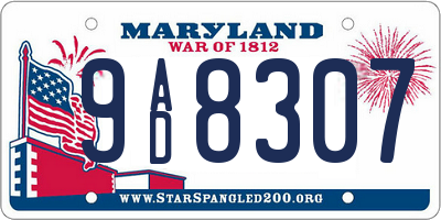 MD license plate 9AD8307