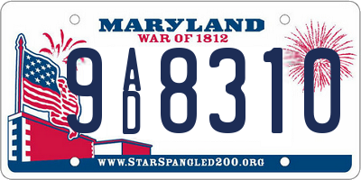 MD license plate 9AD8310