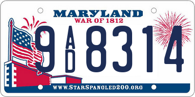 MD license plate 9AD8314