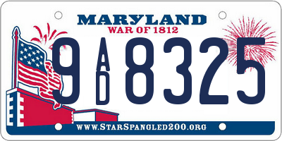 MD license plate 9AD8325