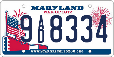 MD license plate 9AD8334