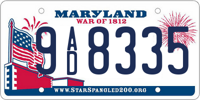 MD license plate 9AD8335