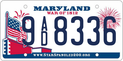 MD license plate 9AD8336