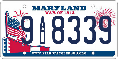 MD license plate 9AD8339