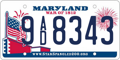 MD license plate 9AD8343