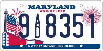MD license plate 9AD8351