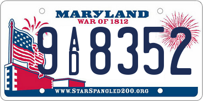 MD license plate 9AD8352
