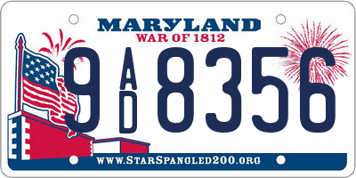 MD license plate 9AD8356