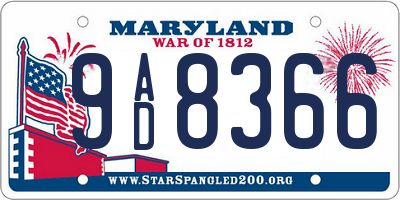 MD license plate 9AD8366