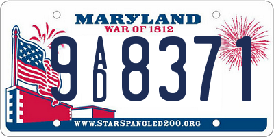 MD license plate 9AD8371