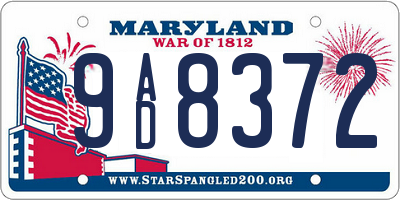 MD license plate 9AD8372