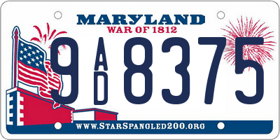 MD license plate 9AD8375