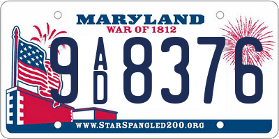MD license plate 9AD8376