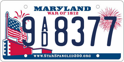 MD license plate 9AD8377