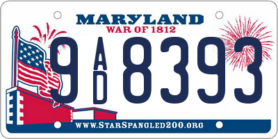 MD license plate 9AD8393