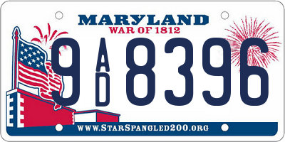 MD license plate 9AD8396