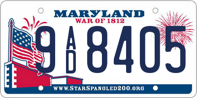 MD license plate 9AD8405