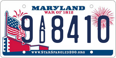 MD license plate 9AD8410