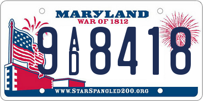 MD license plate 9AD8418