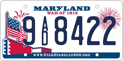MD license plate 9AD8422